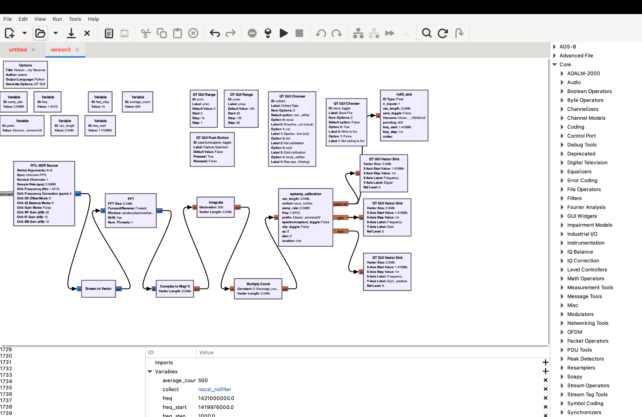 GNU Radio Companion signal processing flowgraph